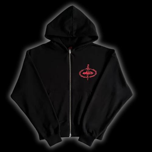 Sweat À Capuche Zippé Corteiz Slaughter Gang C-Sword Noir