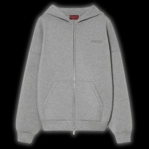 Sweat À Capuche Zippé Gucci Gris