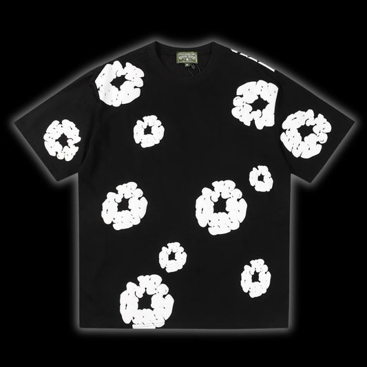 T-Shirt En Denim Noir Avec Larmes